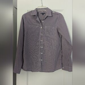 Gap size XS purple and white check women's button down